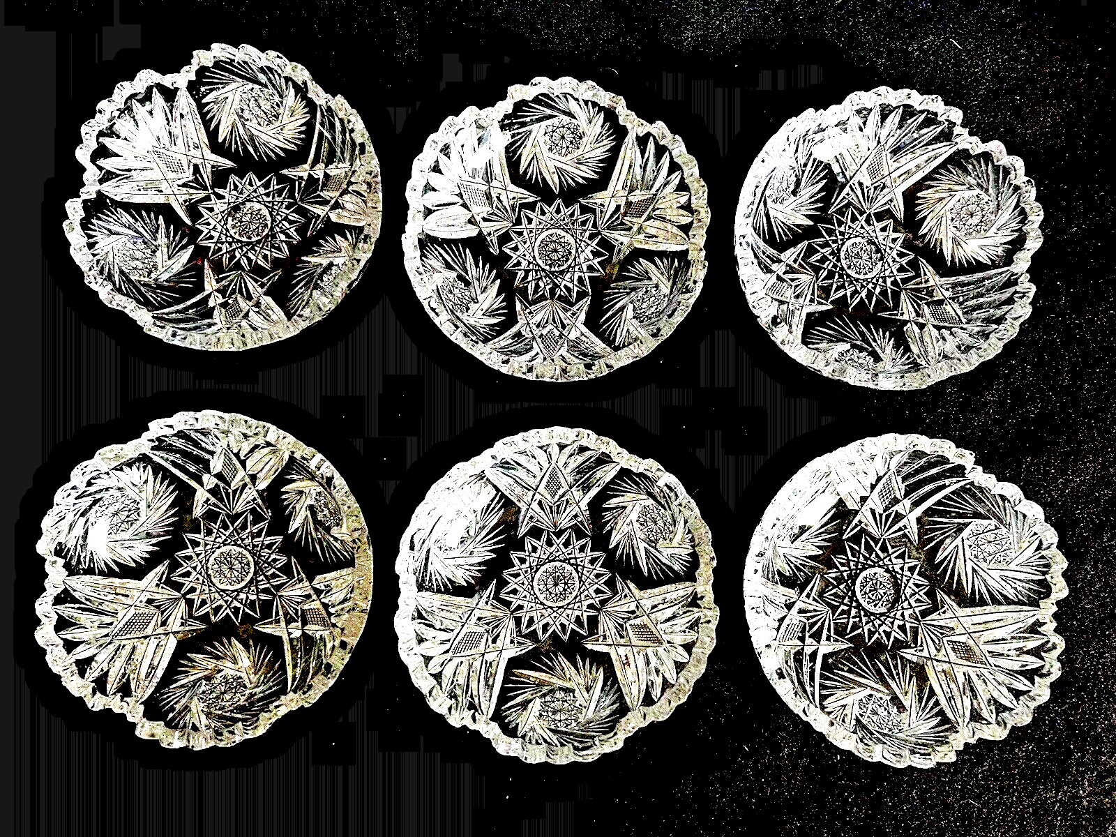 American Brilliant Period Cut Glass Bowl 5″ diameter (set of 6)