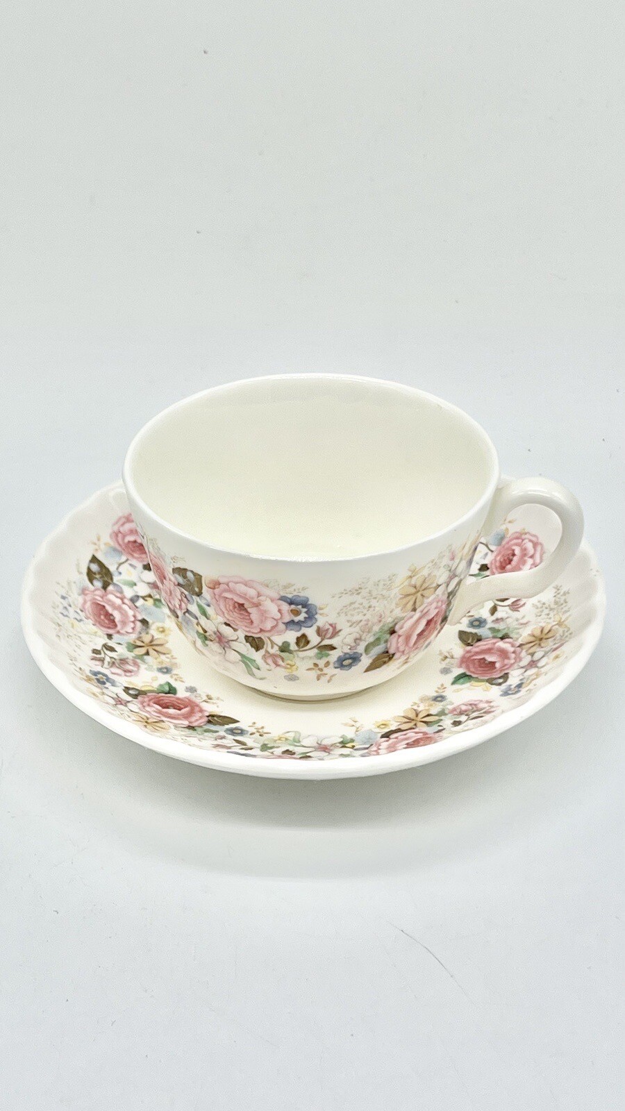 Minton Rose Garland Cup & Saucer Fine Bone China England 1973 Pink Floral