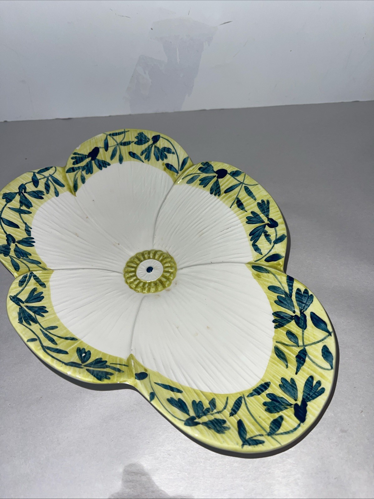Vintage Italian Pottery Flower Dish Bowl Hand Painted Made in Italy 9.5×6.5”
