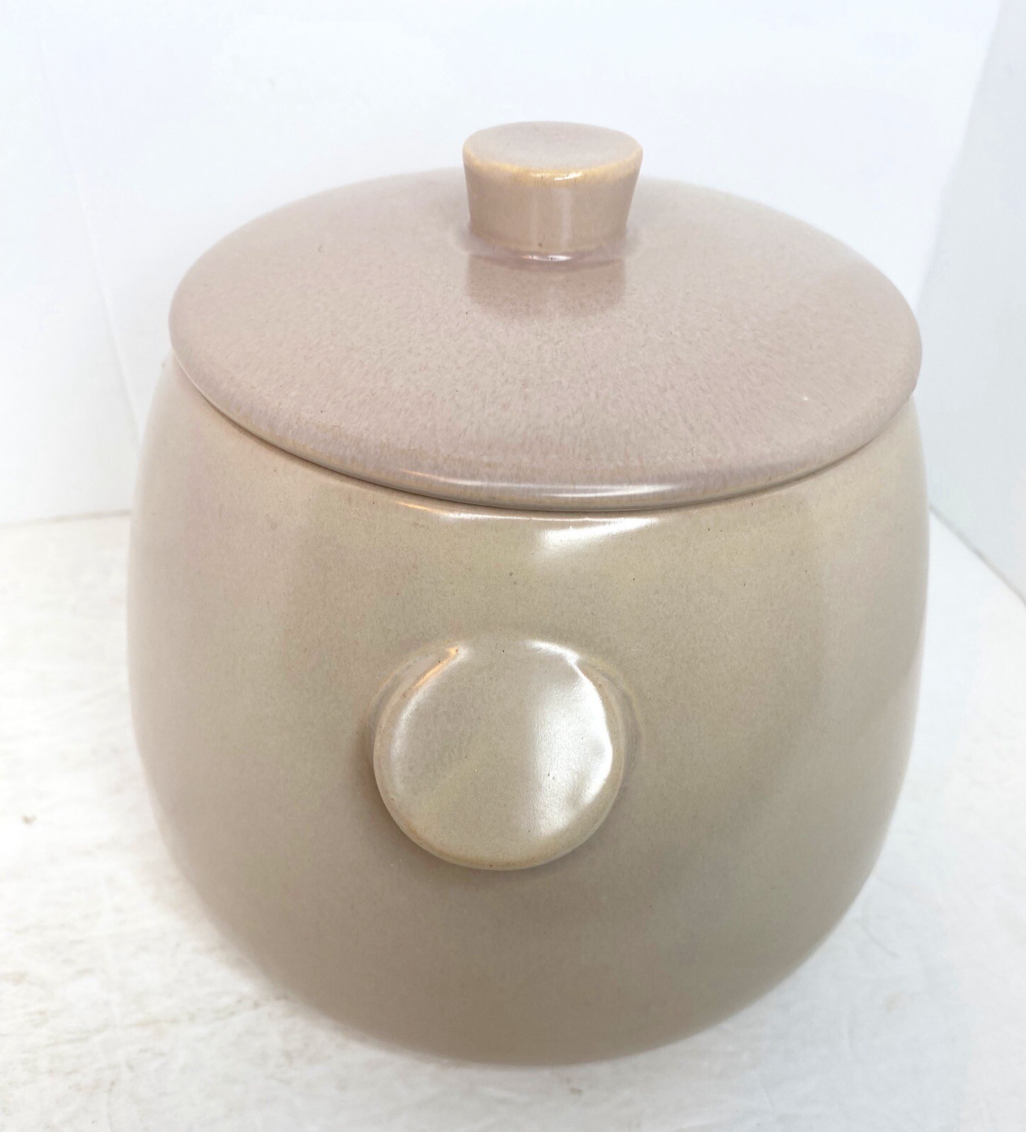 Vintage La Solana Pottery Pink Bean Pot Cookie Jar Lid MCM Solana Ware