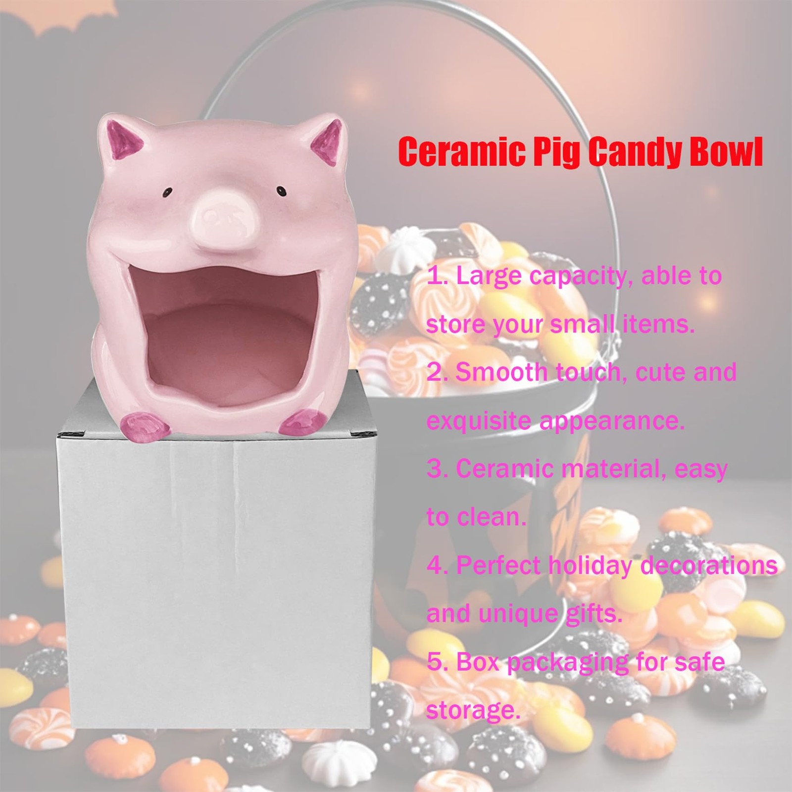 Pig Shaped Candy Bowl,Candy Servers Bowl, Cute Pig Jewelry Dish, Funny Cerami…