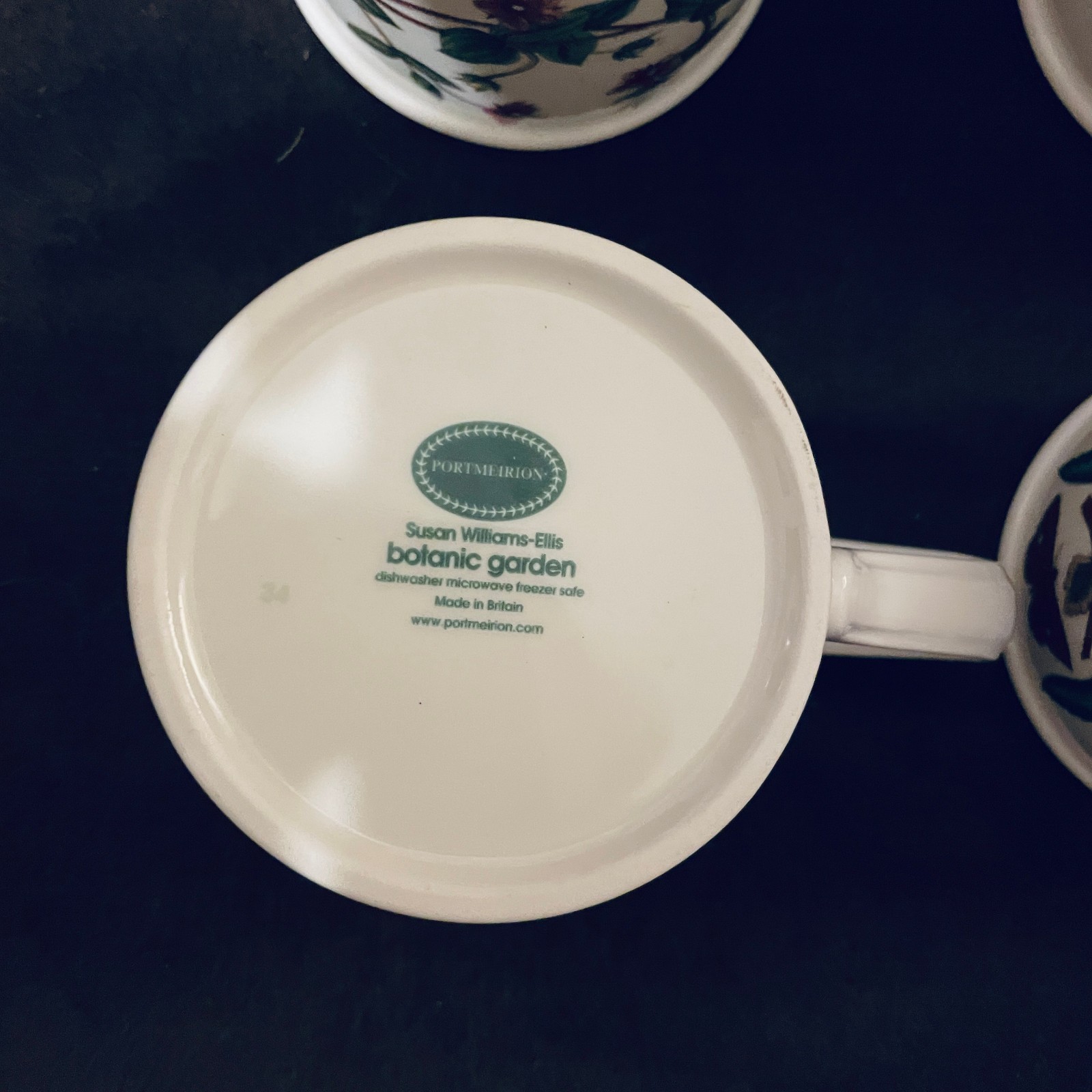 Portmeirion Botanic Garden Set of 4 tea coffee cups, Drum Bottoms – England