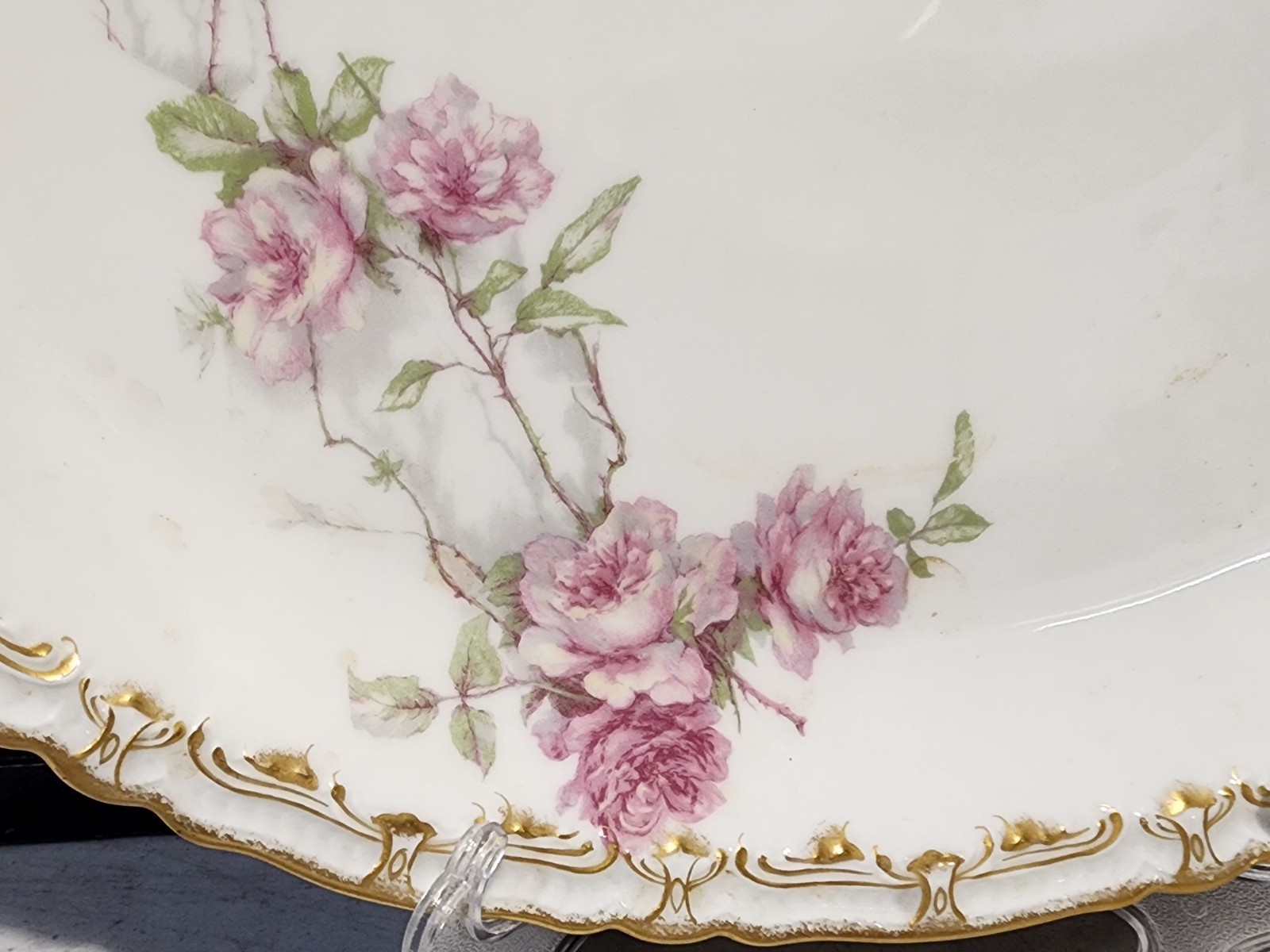 LOT OF 4- Haviland Limoges Baltimore Rose Schleiger SERVING PLATTERS 11″ – 16.5″
