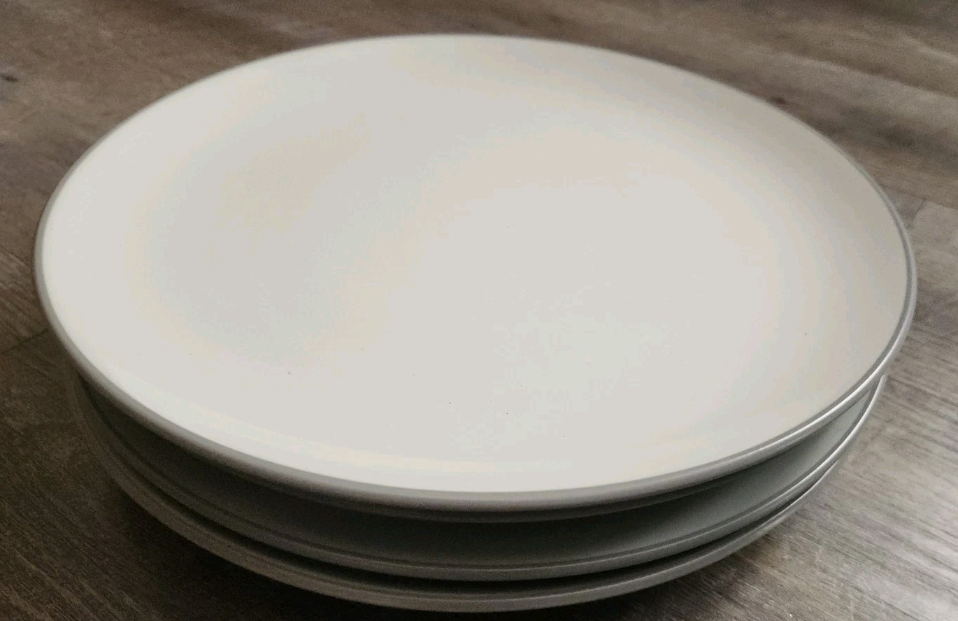 Set of 4 Colorwave Slate 5107 Noritake Dinner Plates Gray Cream Stoneware