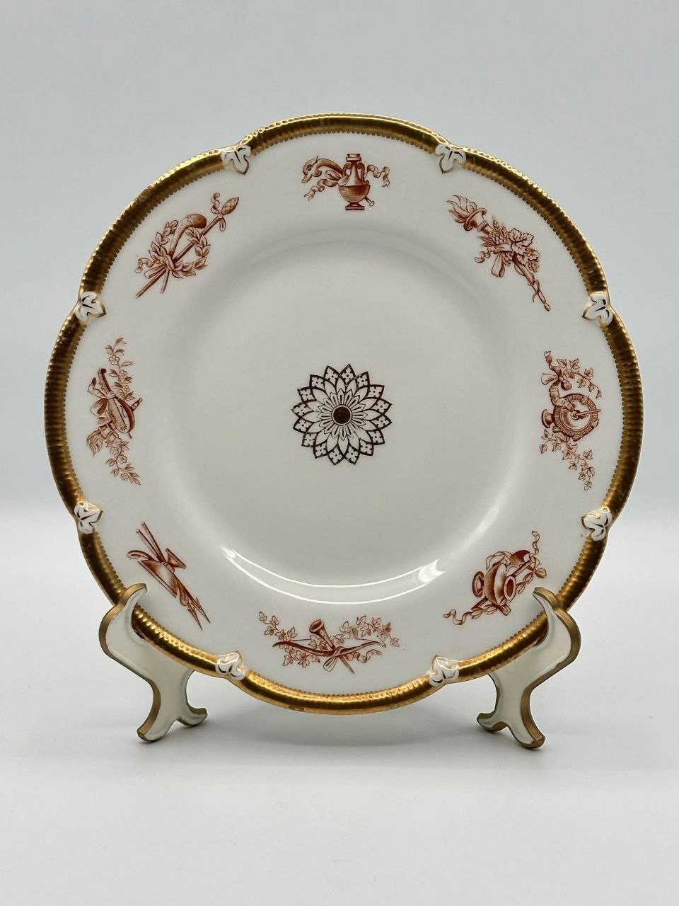 Set 4 Antique Victorian British Registered Design Plates 9″ Gilt c.1870s