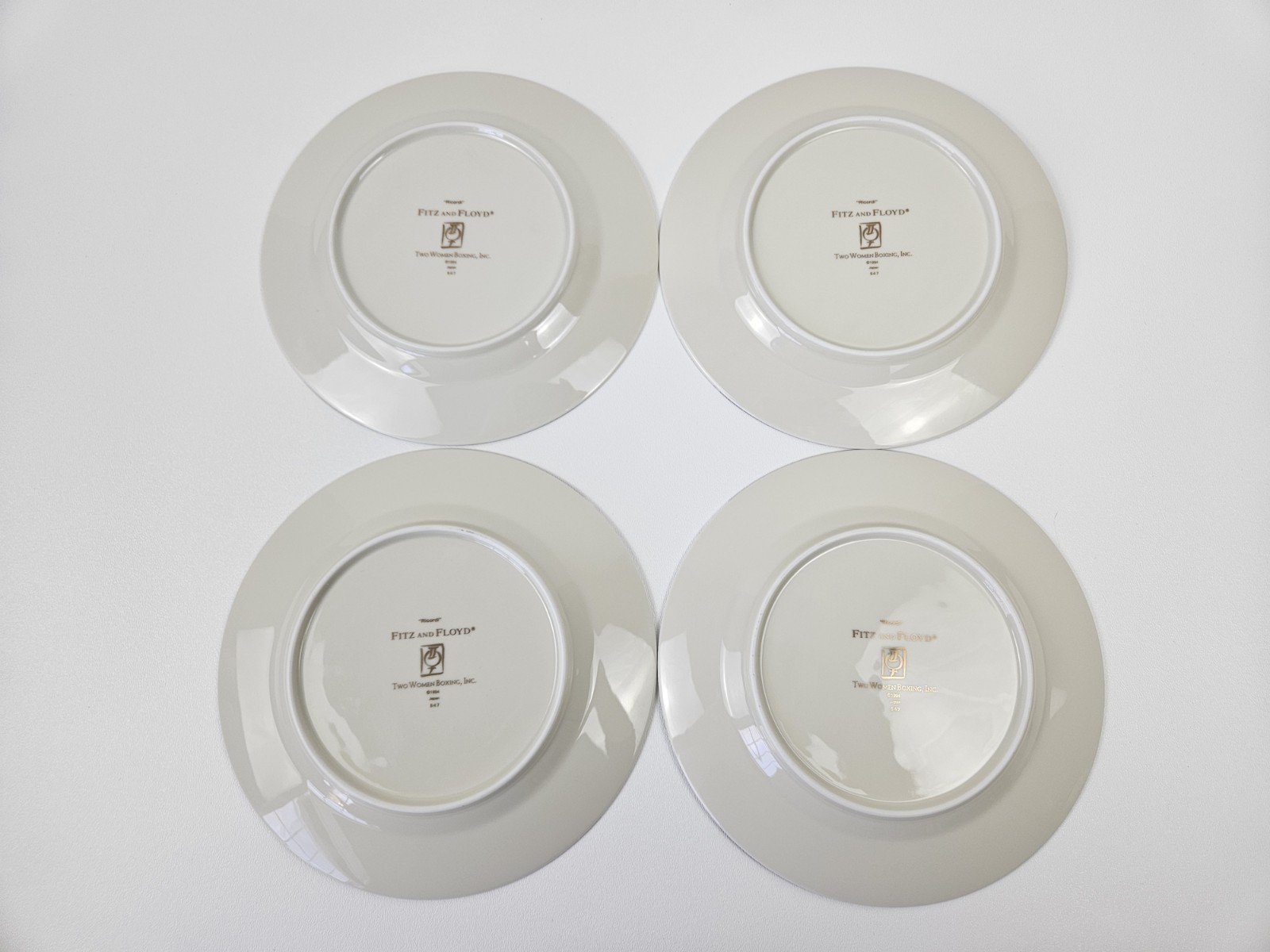 (8) 1994 Vtg Fitz & Floyd Ricordi 8.25″ Luncheon Salad Plate Two Women Boxing