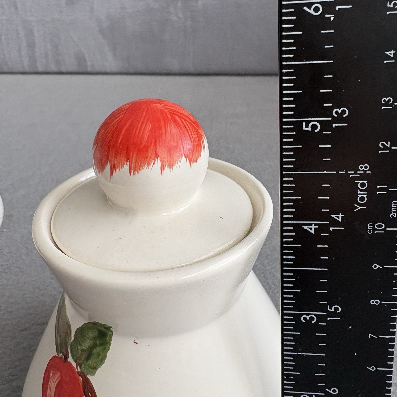Apple Red Cream And Sugar Set Hand painted Vintage Dinnerware MCM Handmade