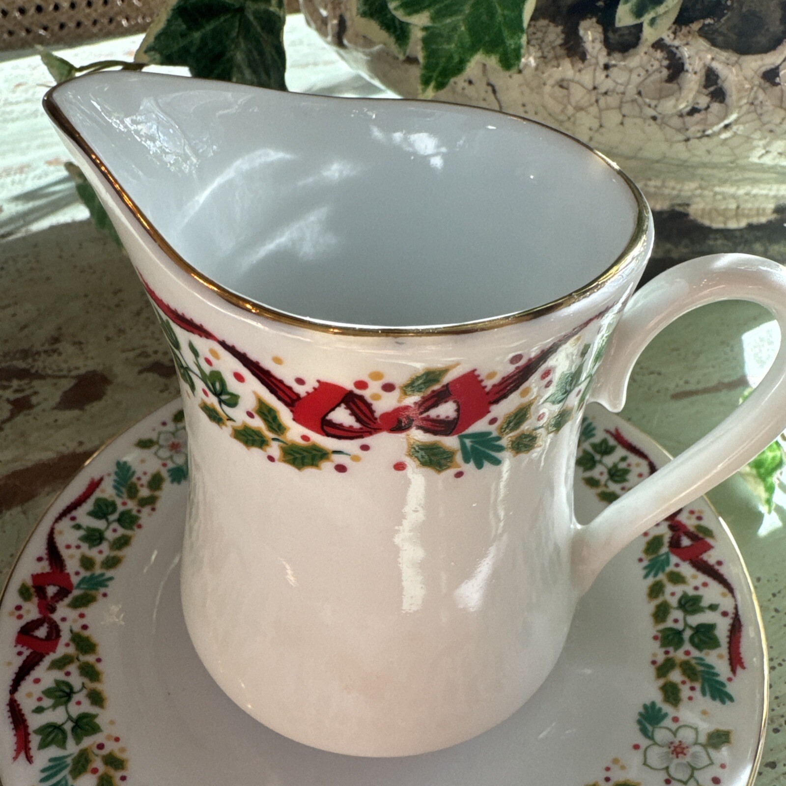 Domestications Christmas Creamer And Saucer