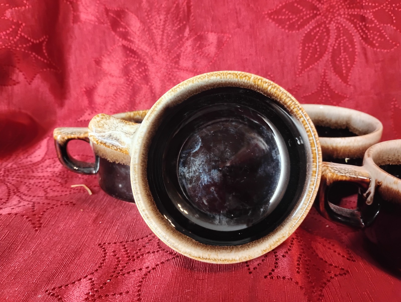 Set of 4 Vintage Pfaltzgraff Gourmet Brown Drip Glaze Coffee Cup