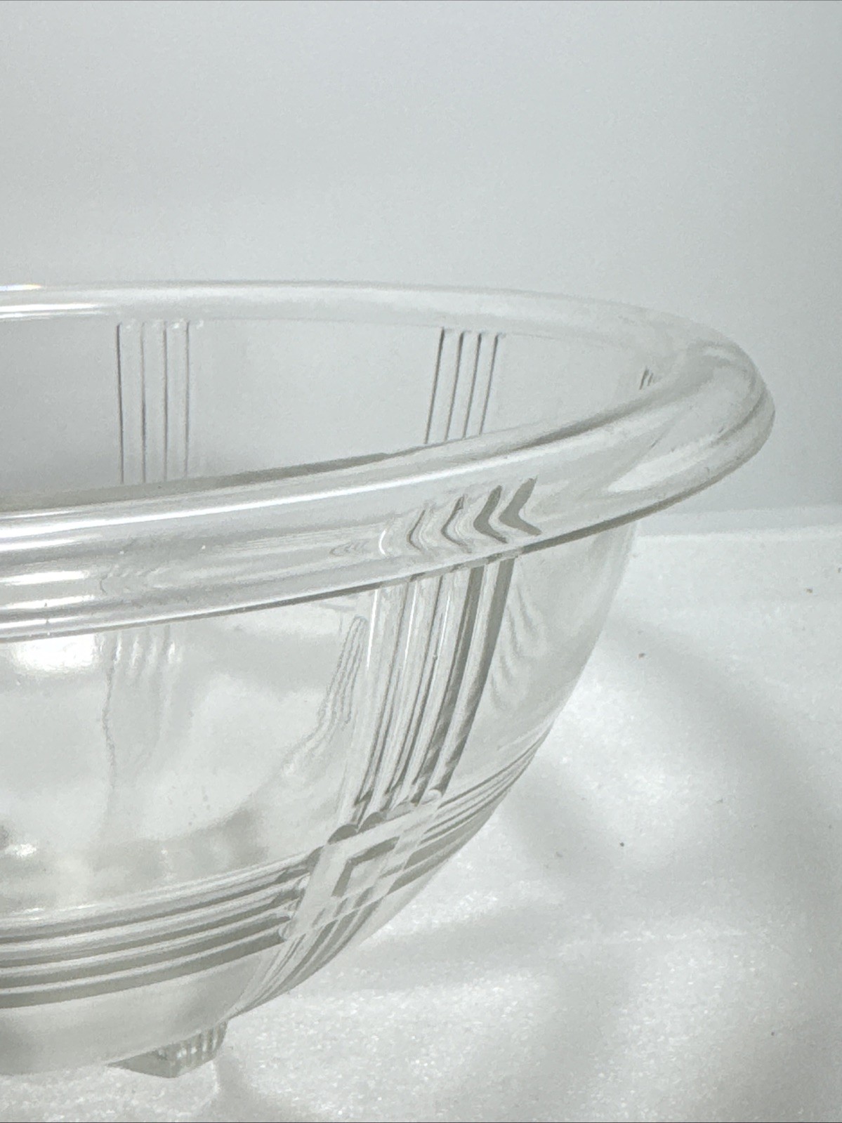 Vintage HAZEL ATLAS Clear Mixing Bowl Criss Cross Rolled Rim Lot 0f 2