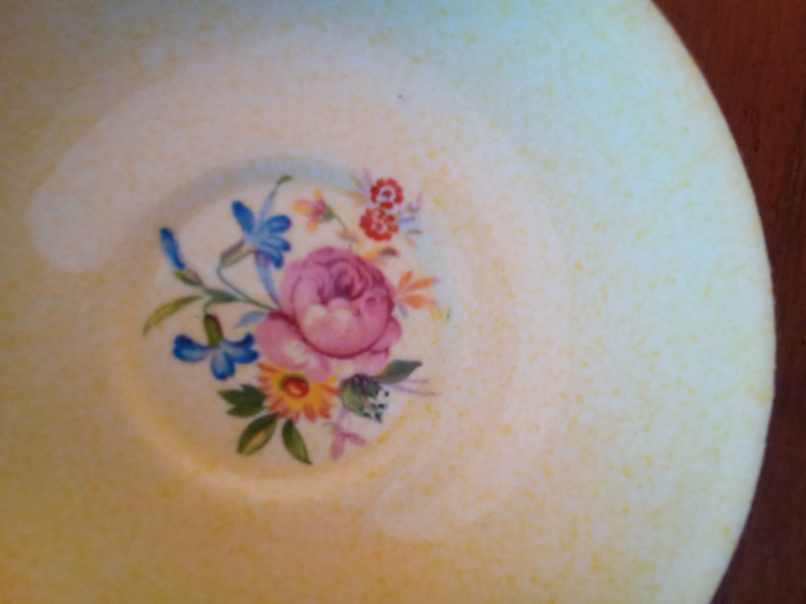 Vintage H. Aynsley China Yellow w/pink/blue flowers/gold trim 5.75″ Saucer