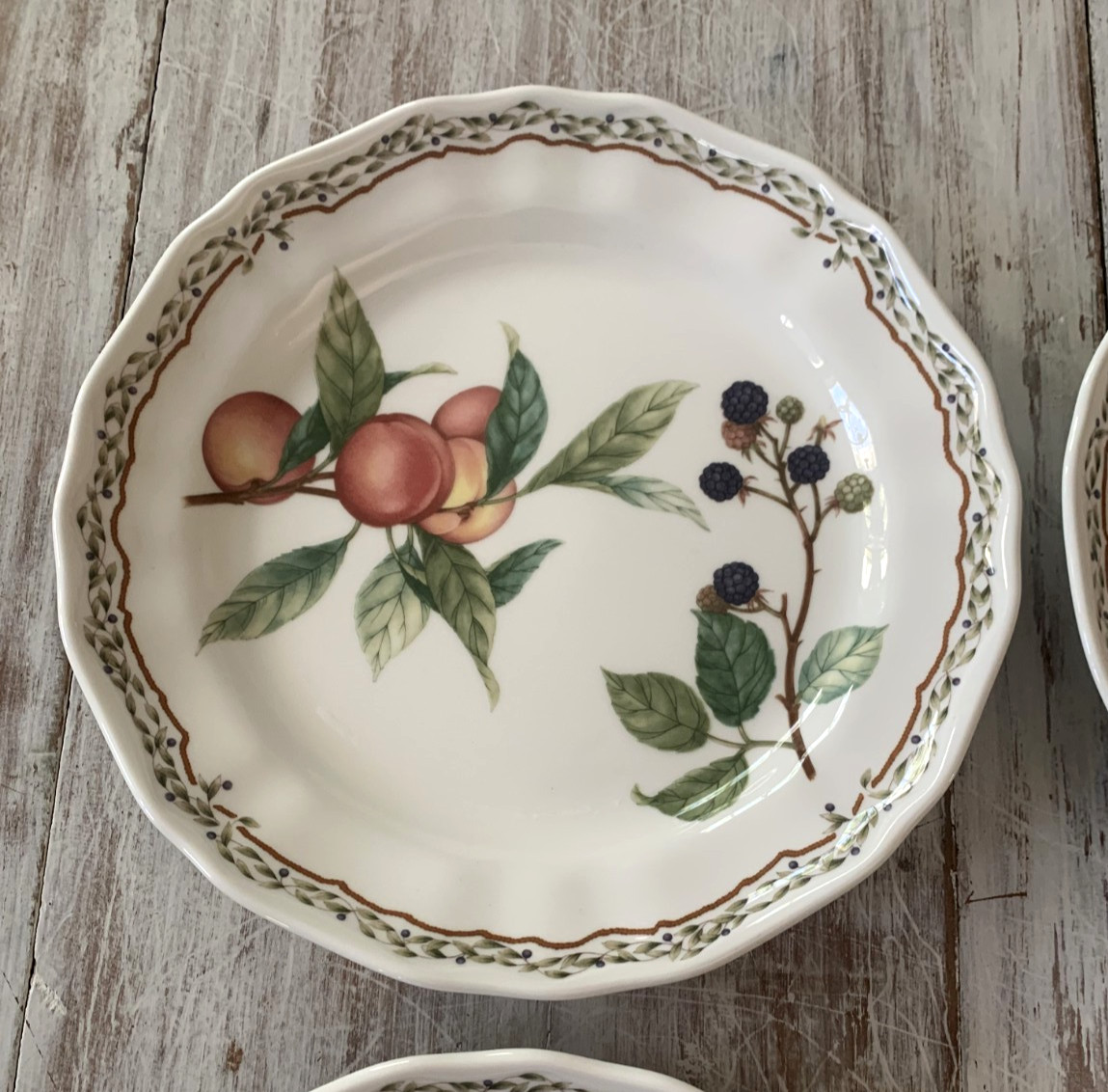 Noritake Casual Gourmet HARVEST Dinner Plates Fruit 10-5/8″ Laurel Set 4