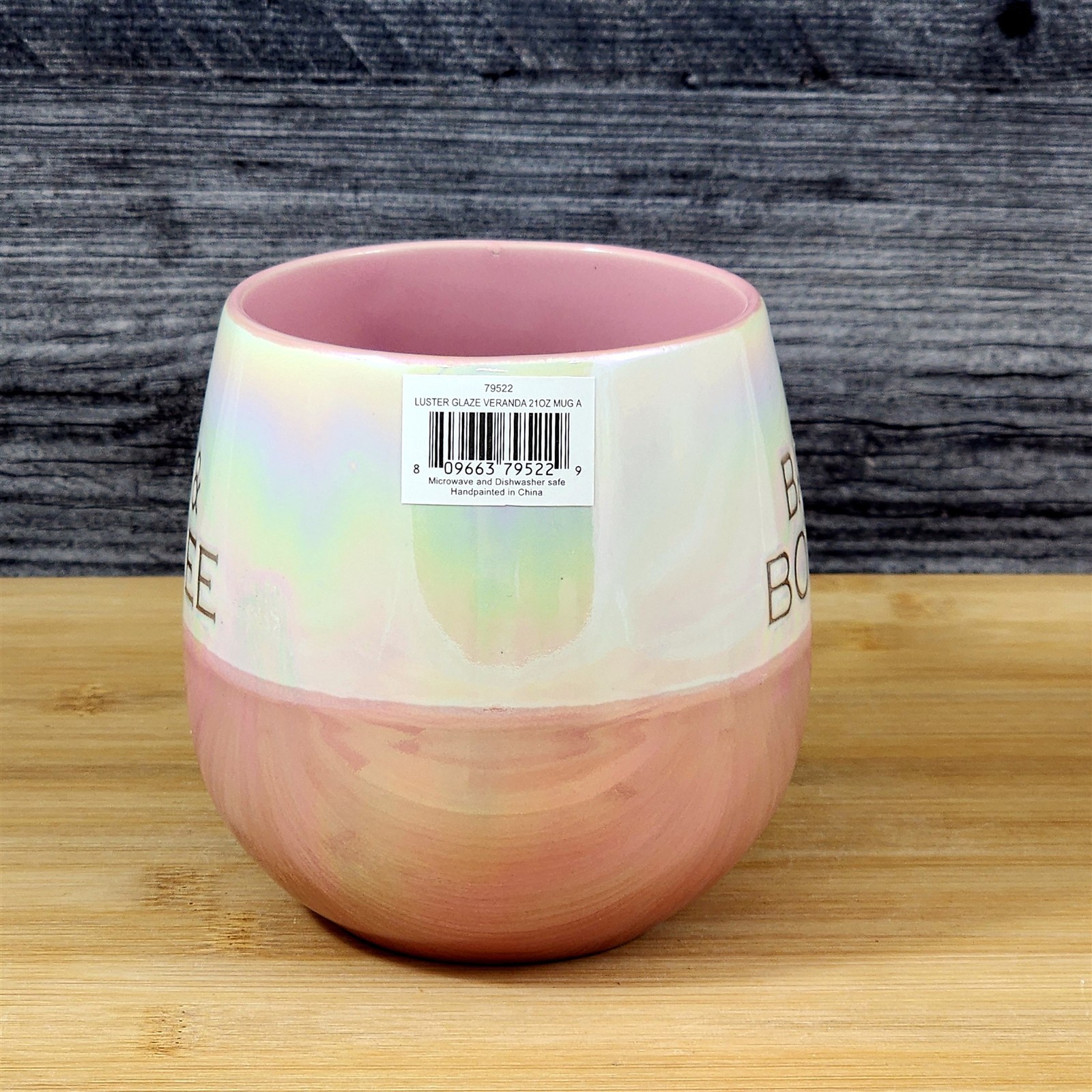 Bad & Boujee Mug Luster Glaze Pink Ceramic Coffee Cup Funny Glam Blue Sky 21oz