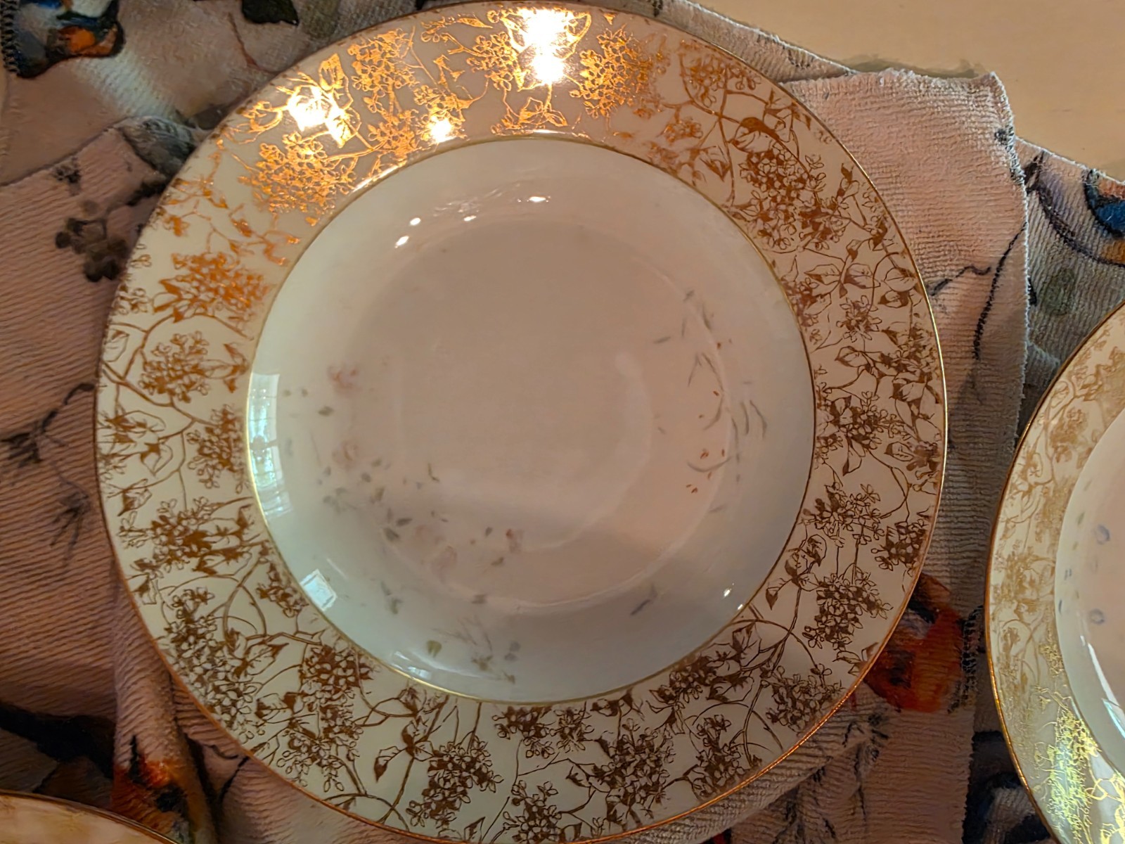 4 Antique Tressemane Vogt San Francisco D&Co 24K Gold Rimmed Florals Soup Bowls