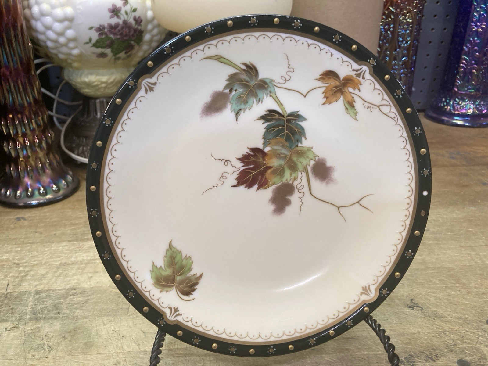 Lovely Antique Hand Painted Plate / C A France / Pickard China / Fall Leaves