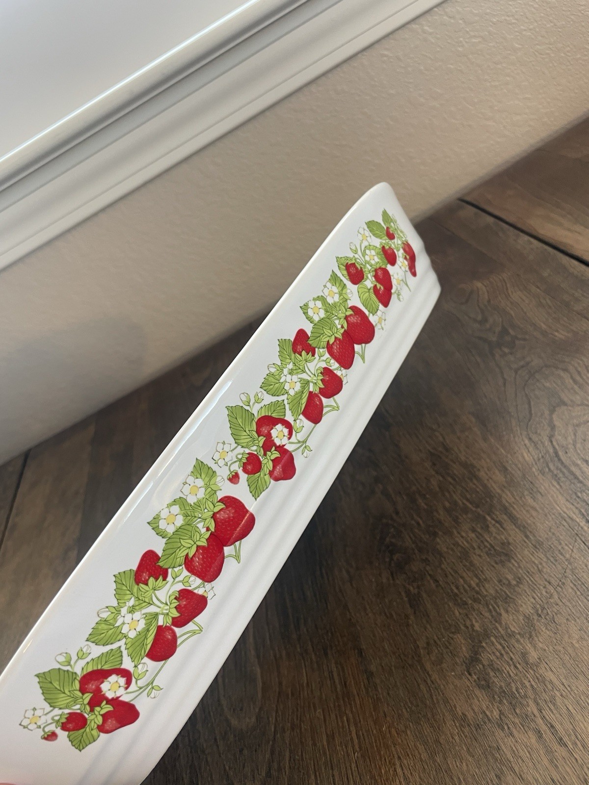 Vintage Action 80’s Strawberry Stoneware Oval Divided Serving Baking Dish 13”