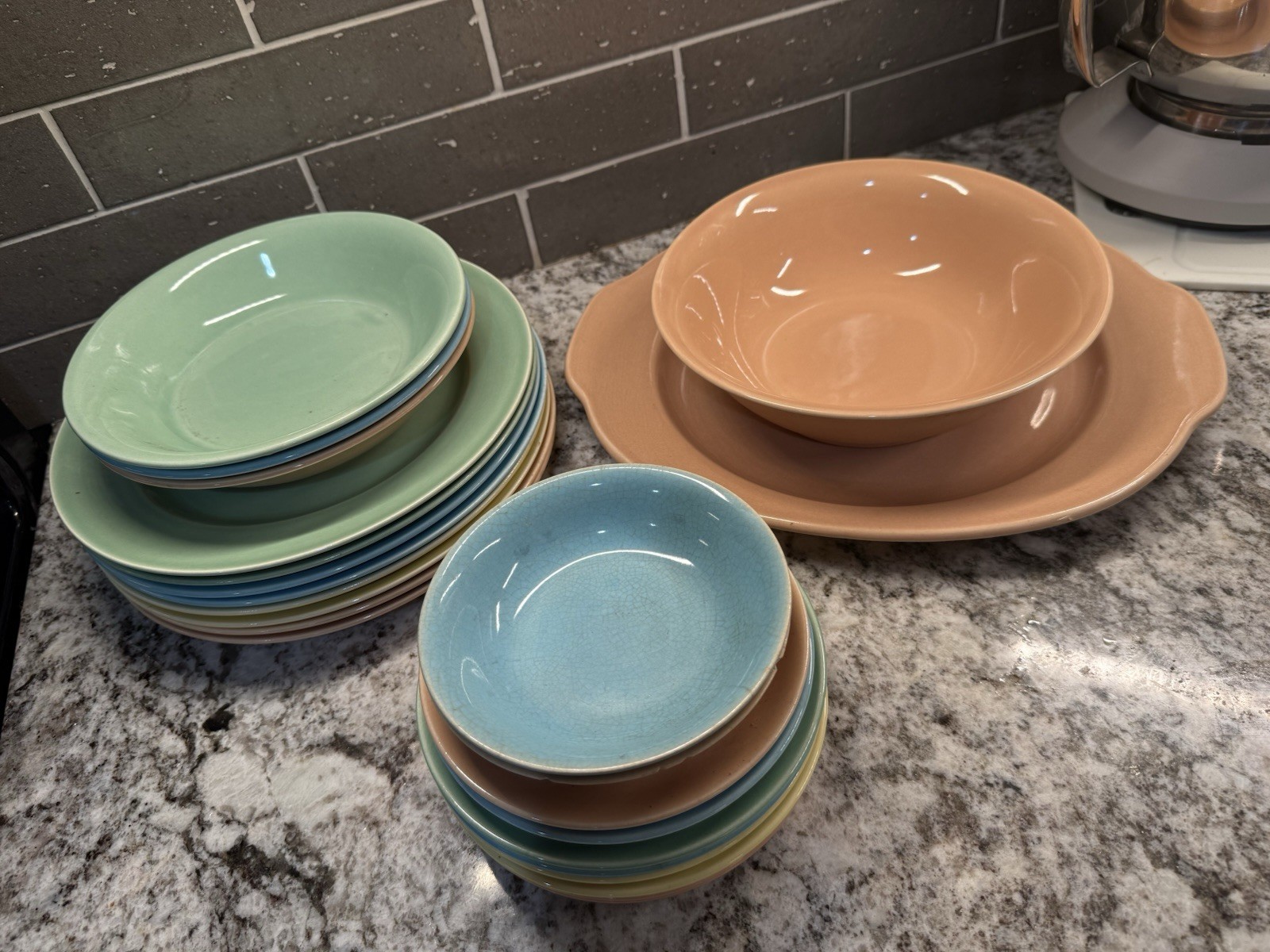 Vtg Universal Cambridge Largo Pastel Dishes Mixed Lot MCM Harlequin