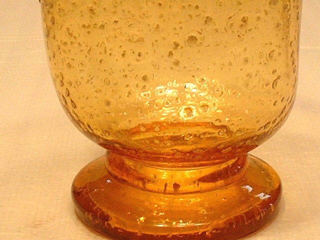 Antique Victorian Amber Spangle Glass Pinched Sided Vase With Silver Flakes