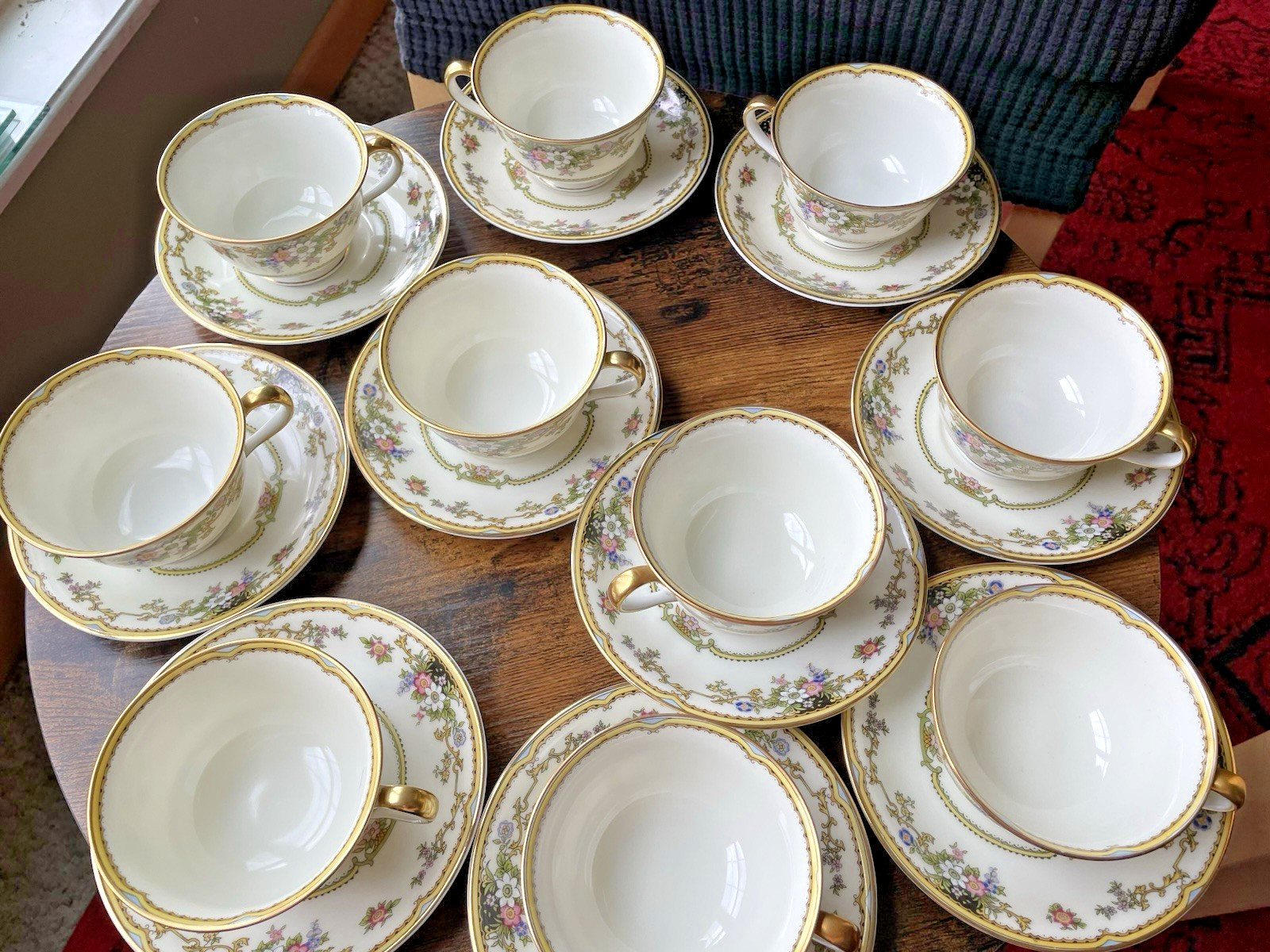 Noritake Tea Cup & Saucer Gold Floral China Vintage Set Cordova 1930’s Japan