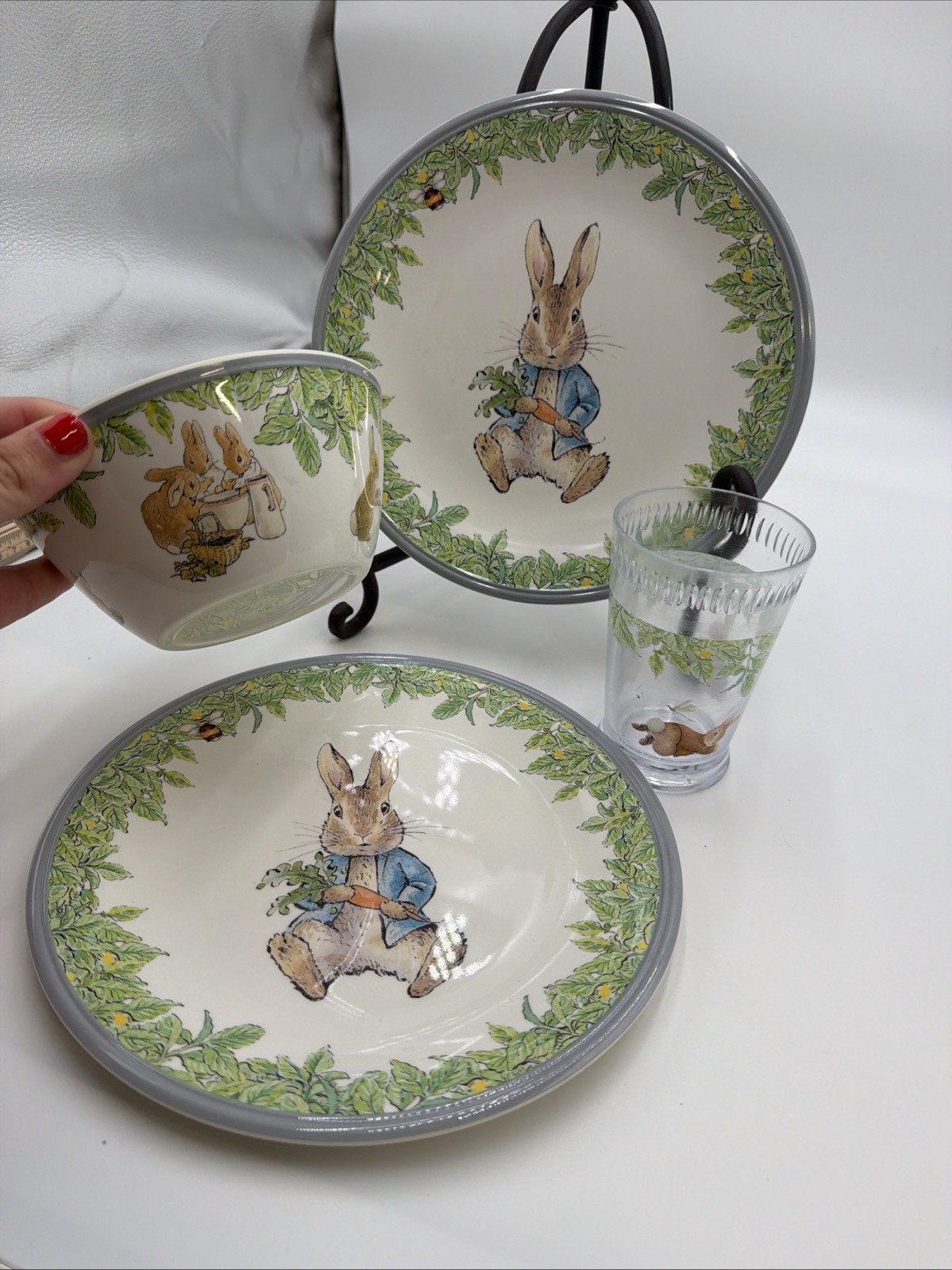 Williams Sonoma Beatrix Potter Easter Peter Rabbit 2 Piece Plate 1 Bowl 1 Cup