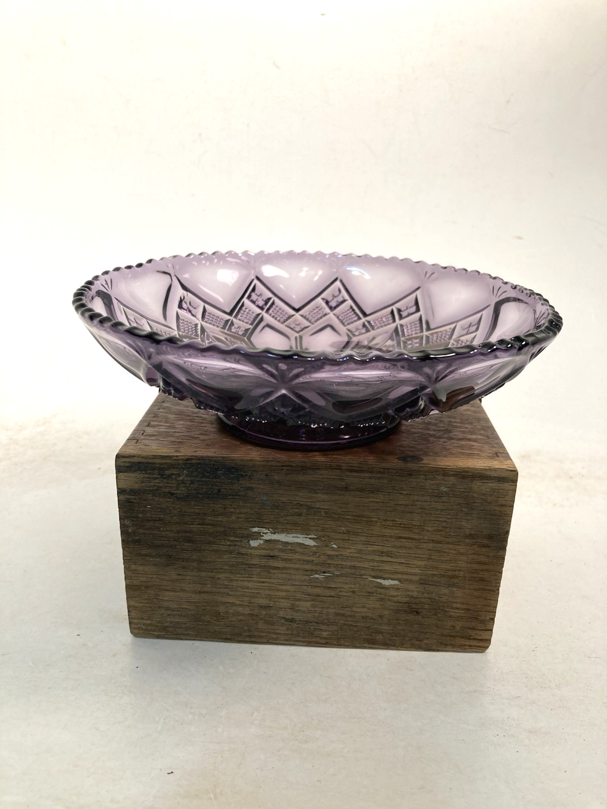 Vintage irradiated Purple Glass candy Dish, Server, bowl, debossed