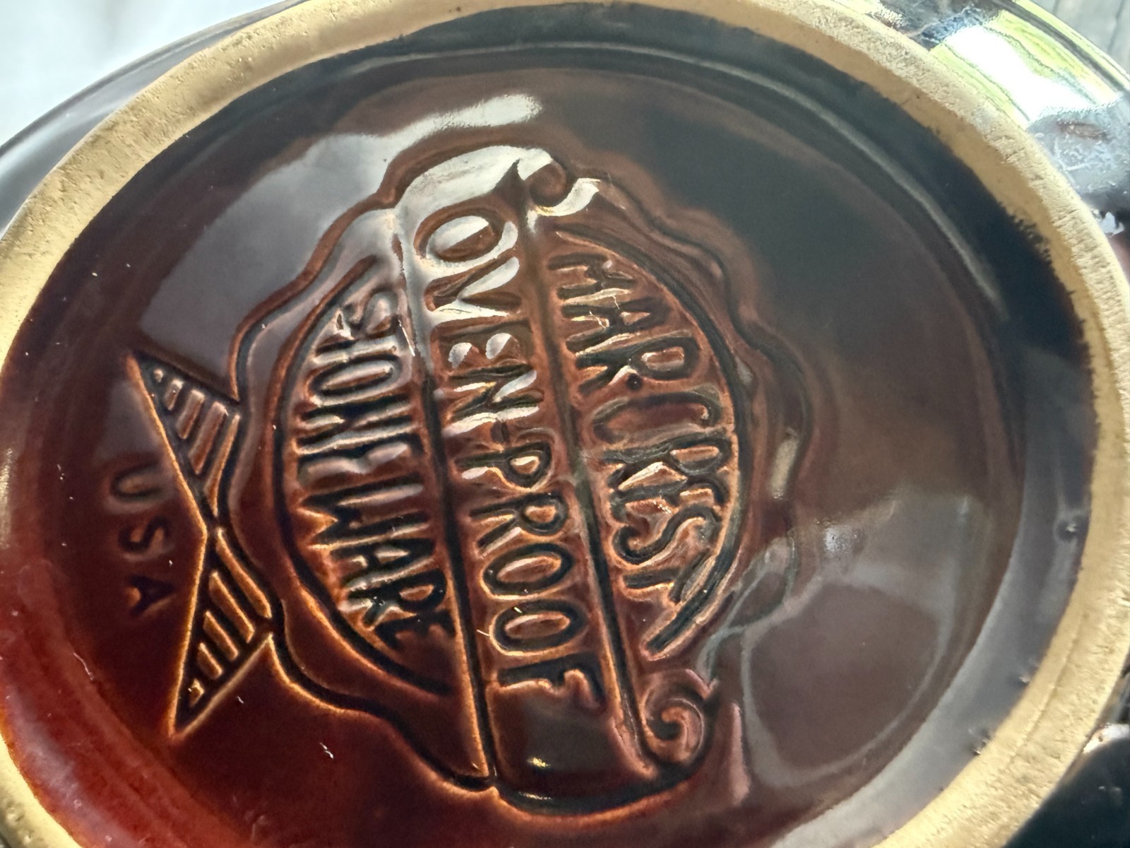 Vintage MARCREST Stoneware Daisy Dot Divided Serving Bowl Sectional Dish brown