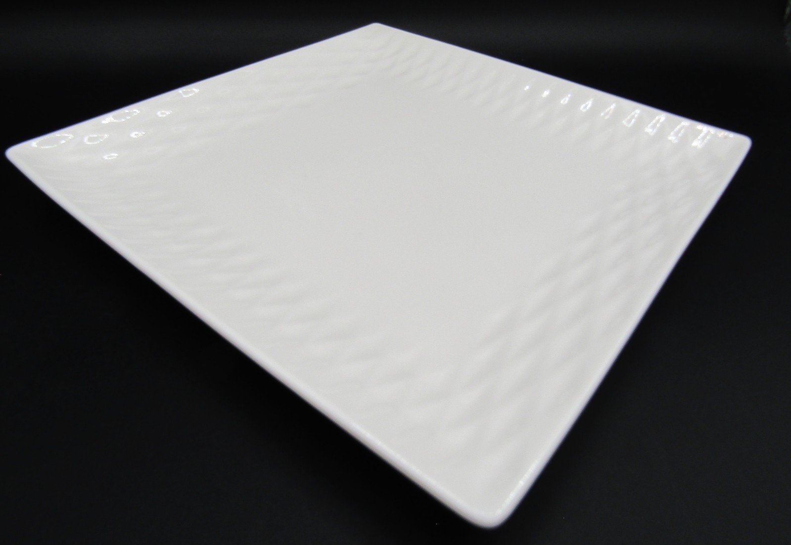 Set of 8 Roscher Basketweave Square Salad Plates 8″ Embossed White Porcelain