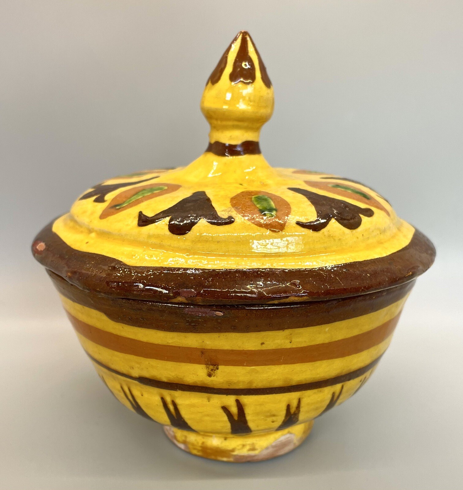 Antique Yellow Multan Sindh Pottery Dish Hand Painted Earthenware