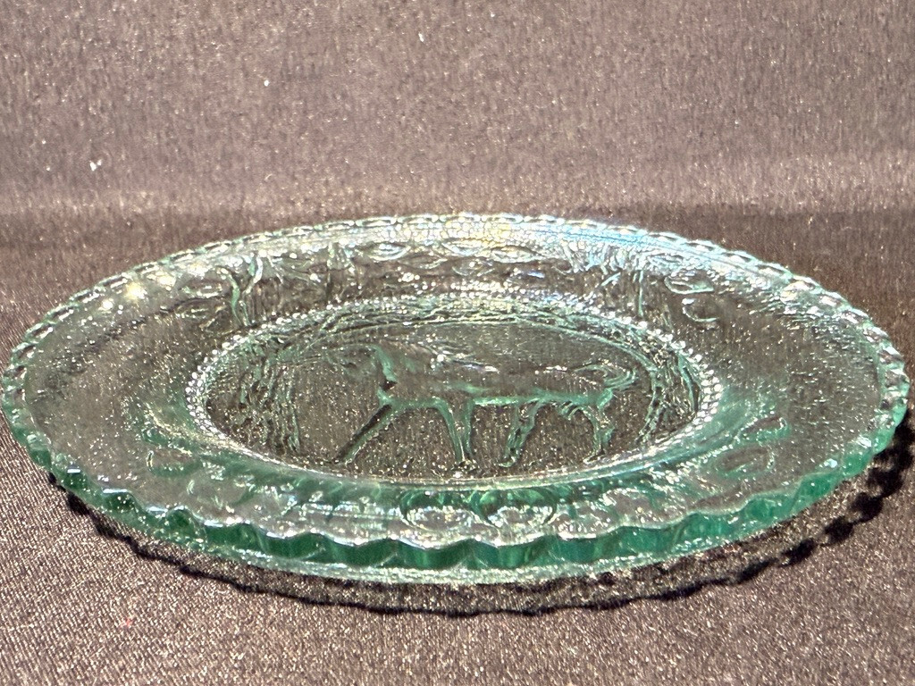 Green Vaseline glass Unicorn plate tea cup horse uranium pony saucer selenium 3″