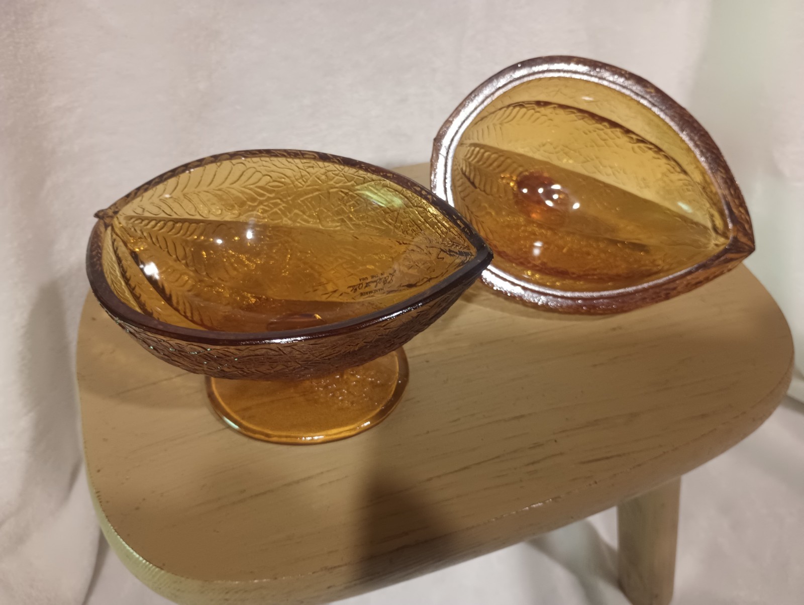 Vintage L.E. Smith Amber Melon Bowl Candy Dish.6×5 In, No Chips