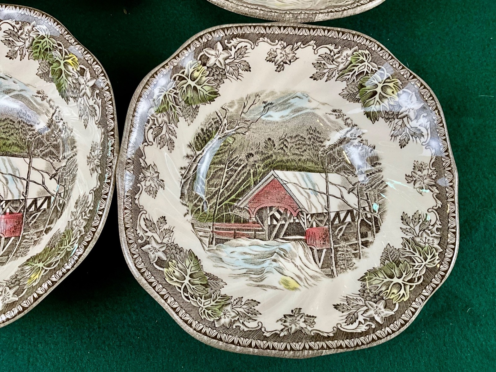 Johnson Bros ‘Friendly Village’ Covered Bridge Bowls Set of 2 England 6”