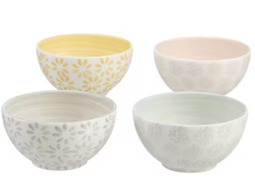 Home Decorators Collection Leyla 4-Piece Hand-Decorated Mix & Match Bowl Set Lot
