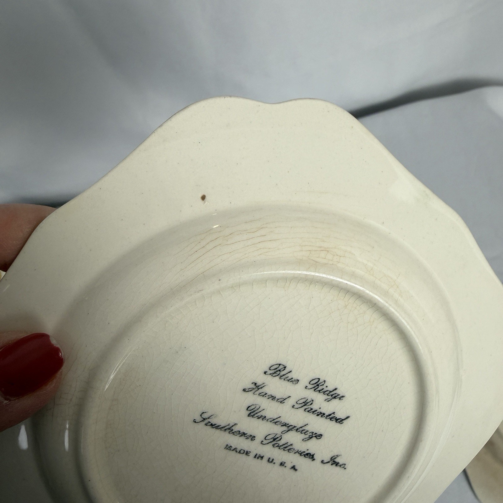 VTG Southern Potteries Set of 6 Blue Ridge ‘Country Fair Green’ Square Plates 6″