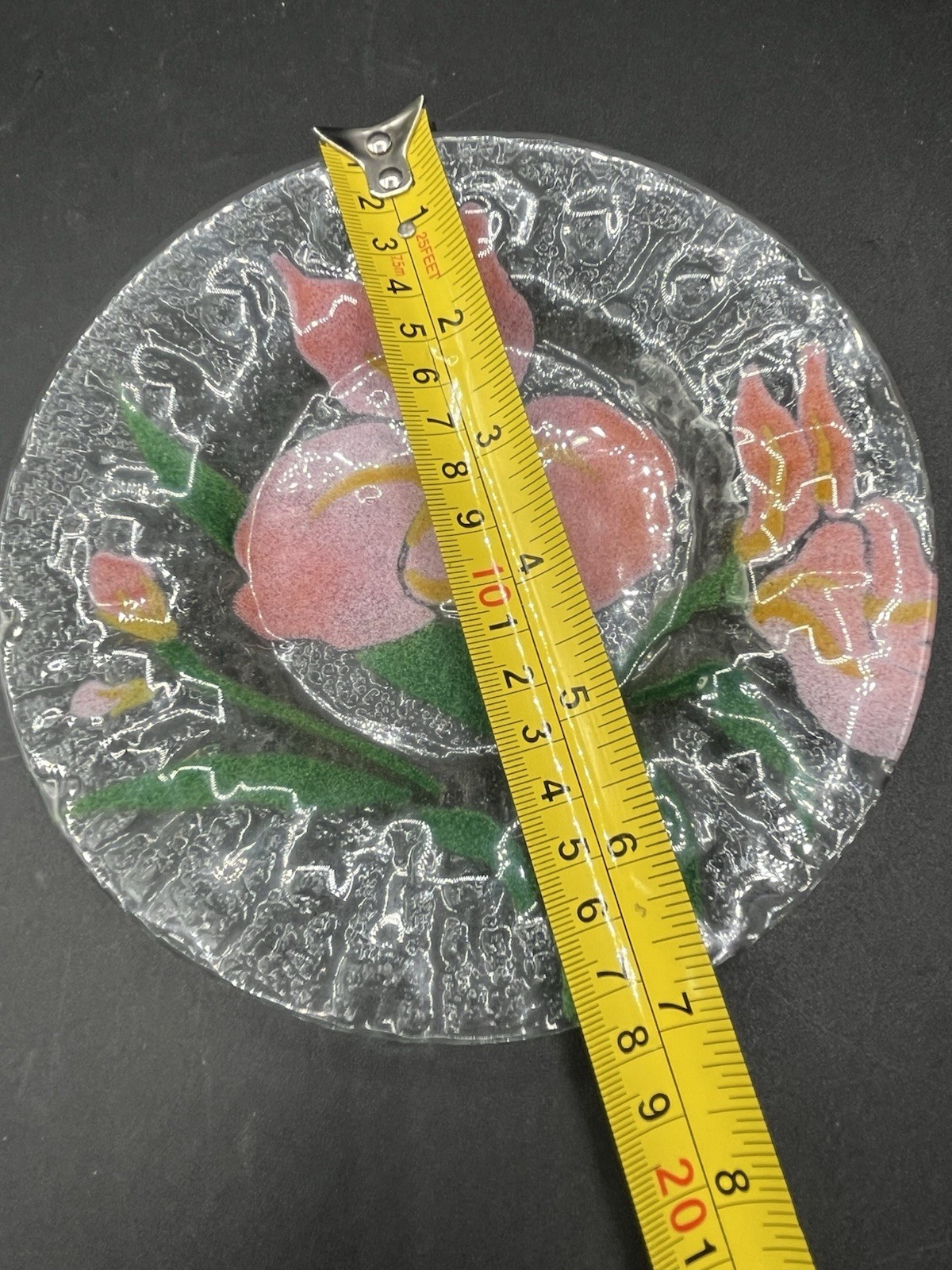 Sydenstricker Colorful Floral Crimped Fused Glass Plates Lot Of 9 Mixed Set