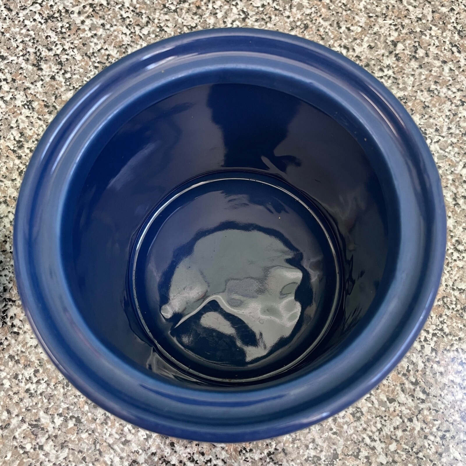 Crock Cobalt Blue With Lid 5 1/2 Inches Tall By 5 1/2 Inches Wide