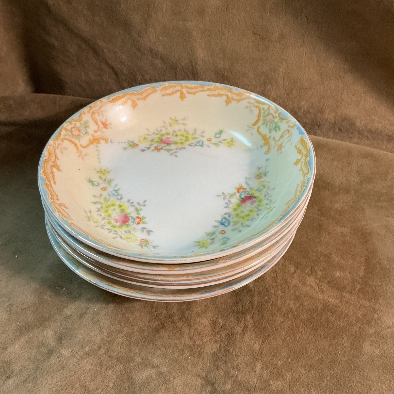 1950S Garden China Made In Japan Floral Design 5 1/4 Inch Bowl Lot Of Five