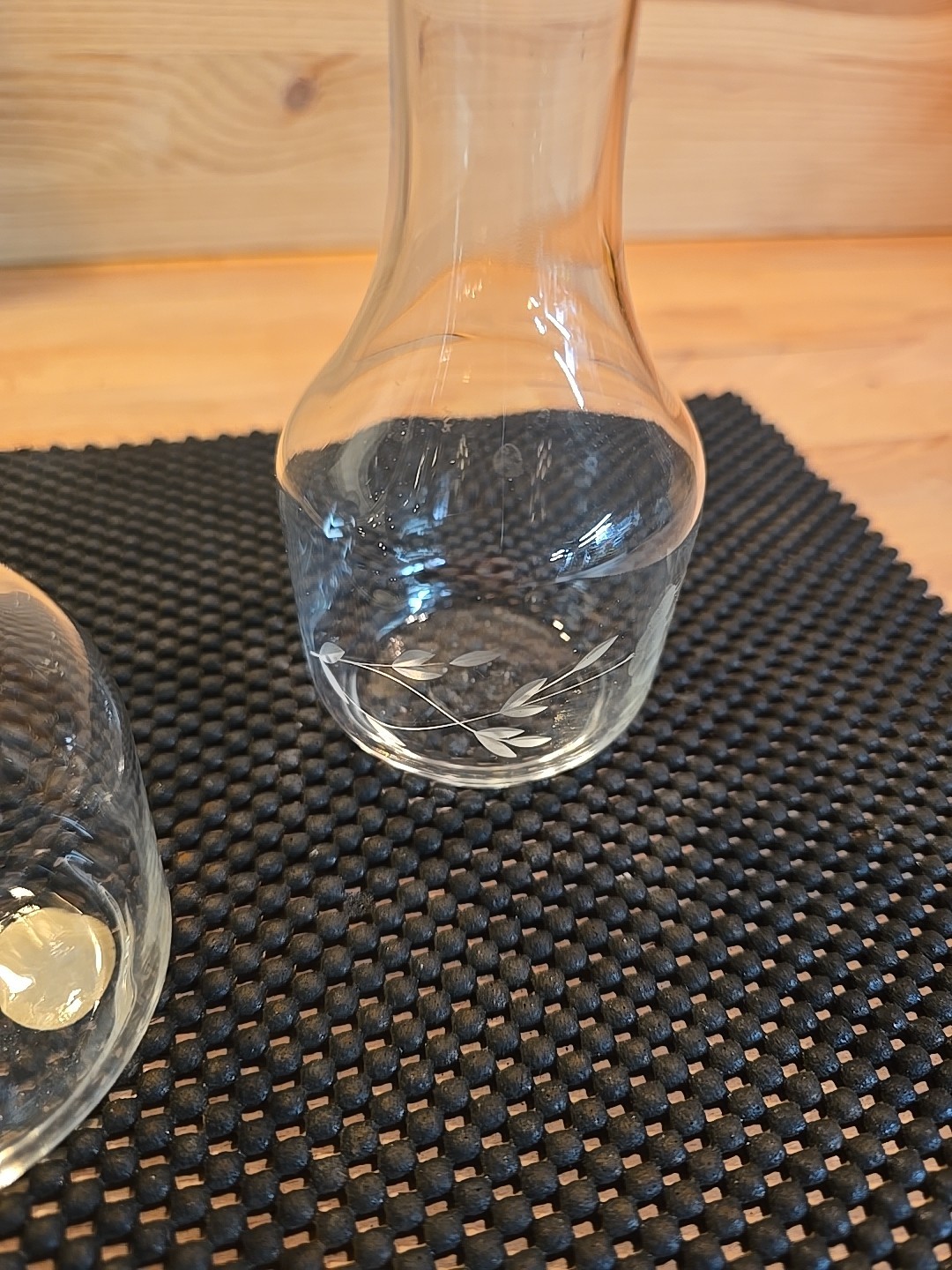 Princess House Crystal Cruet Set of 2 Heritag Etched Patterns Round Glossy Italy