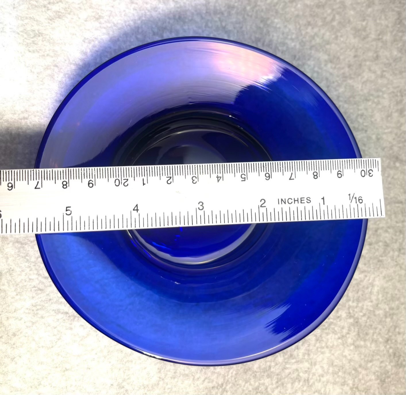 JW Shelton Cobalt Blue Glass Footed Candy Dish Bowl Asymmetrical Signed 5.5×2″