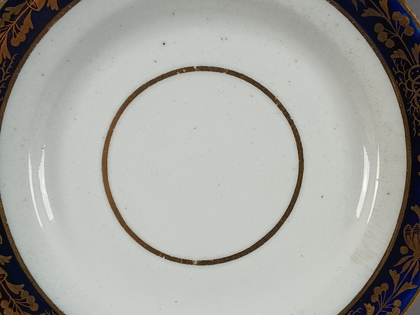 Chamberlain Worcester Gold Floral & Cobalt Border 9 1/8 Inch Plate C1800-1820 A
