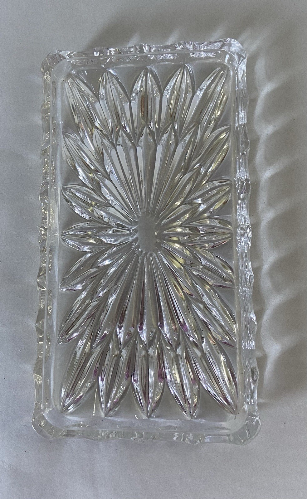 Vintage Cut Glass Rectangular Trinket Dish Set