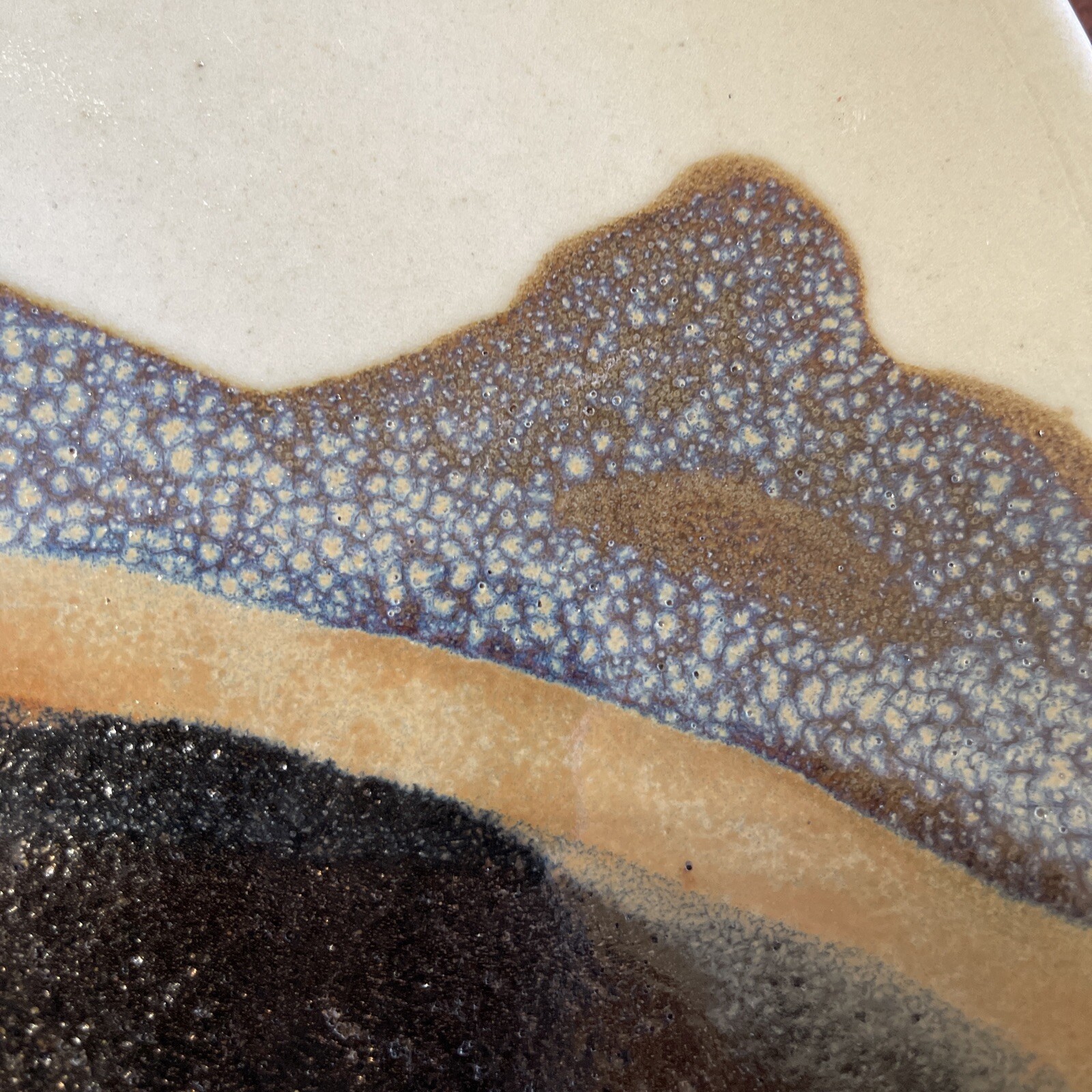 Vintage Studio Art Pottery Platter Large Abstract Artist Signed R Lane 70s Look