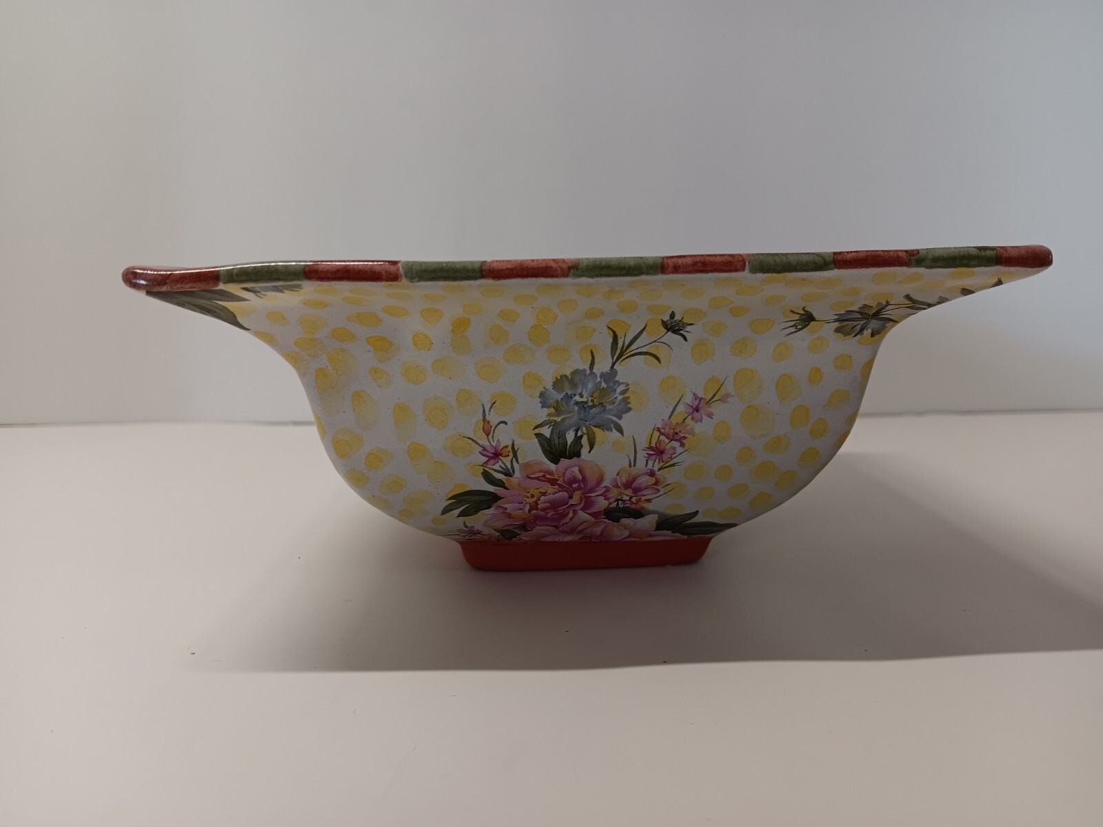 MacKenzie Childs Torquay Palm and Devon / Buttercup Bowl Dish 6″ square EUC!