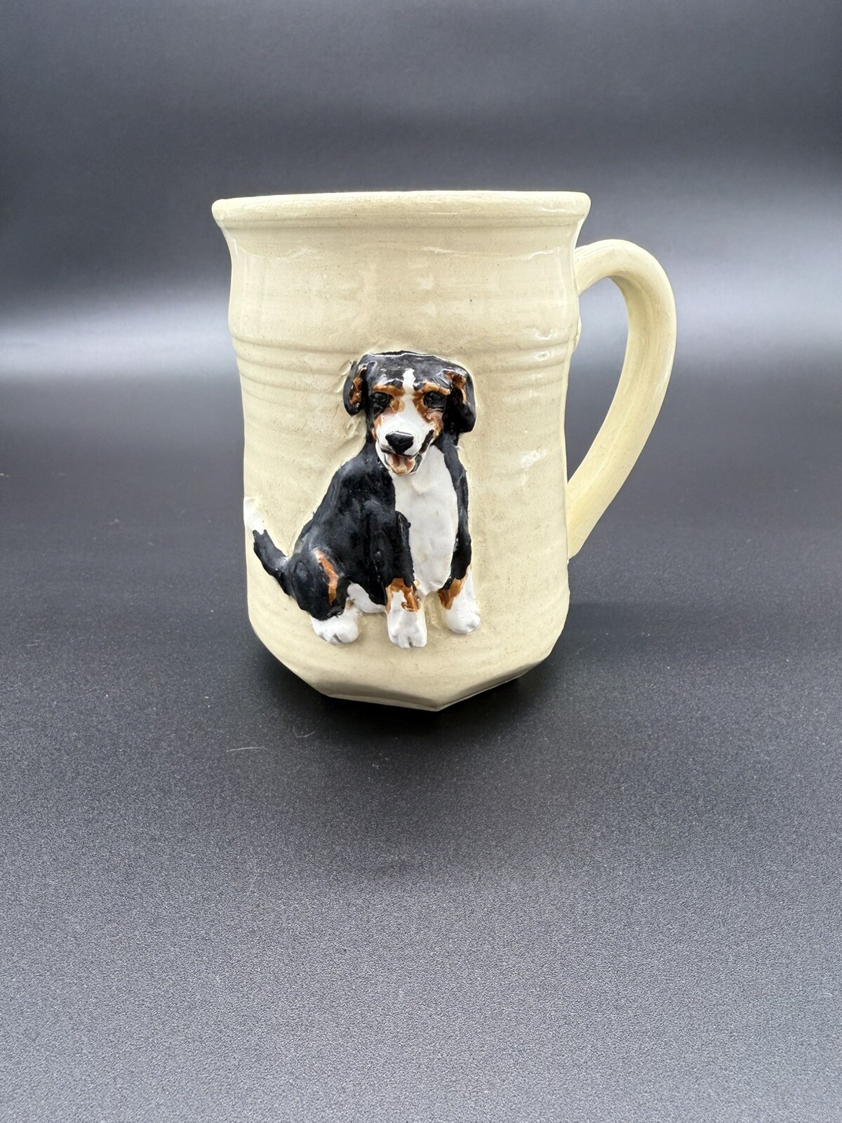 Signed Handmade Stoneware Art Pottery 3D Dog Mug