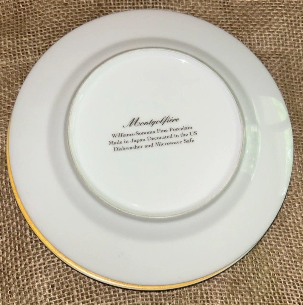 VTG Pair Williams Sonoma MONTGOLFIERE Hot Air Balloon 7.75”Diam Plate Japan USA