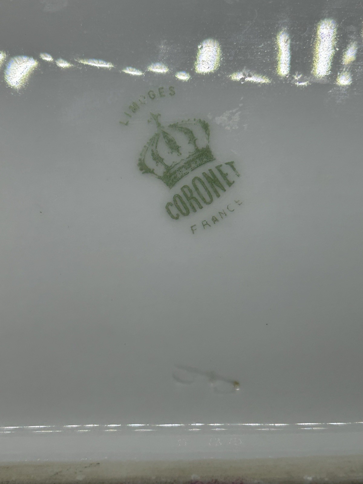 Coronet Limoges France Rose Rectangle Ceramic Celery Dish 12 3/8 by 5 inches.