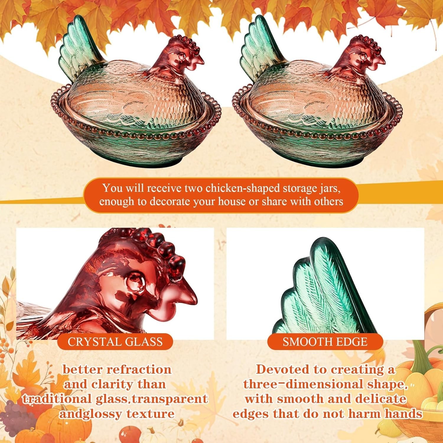 Vintage Style Glass Hen on Nest Candy Dish with Lid Crystal Pedestal Bowl Decor