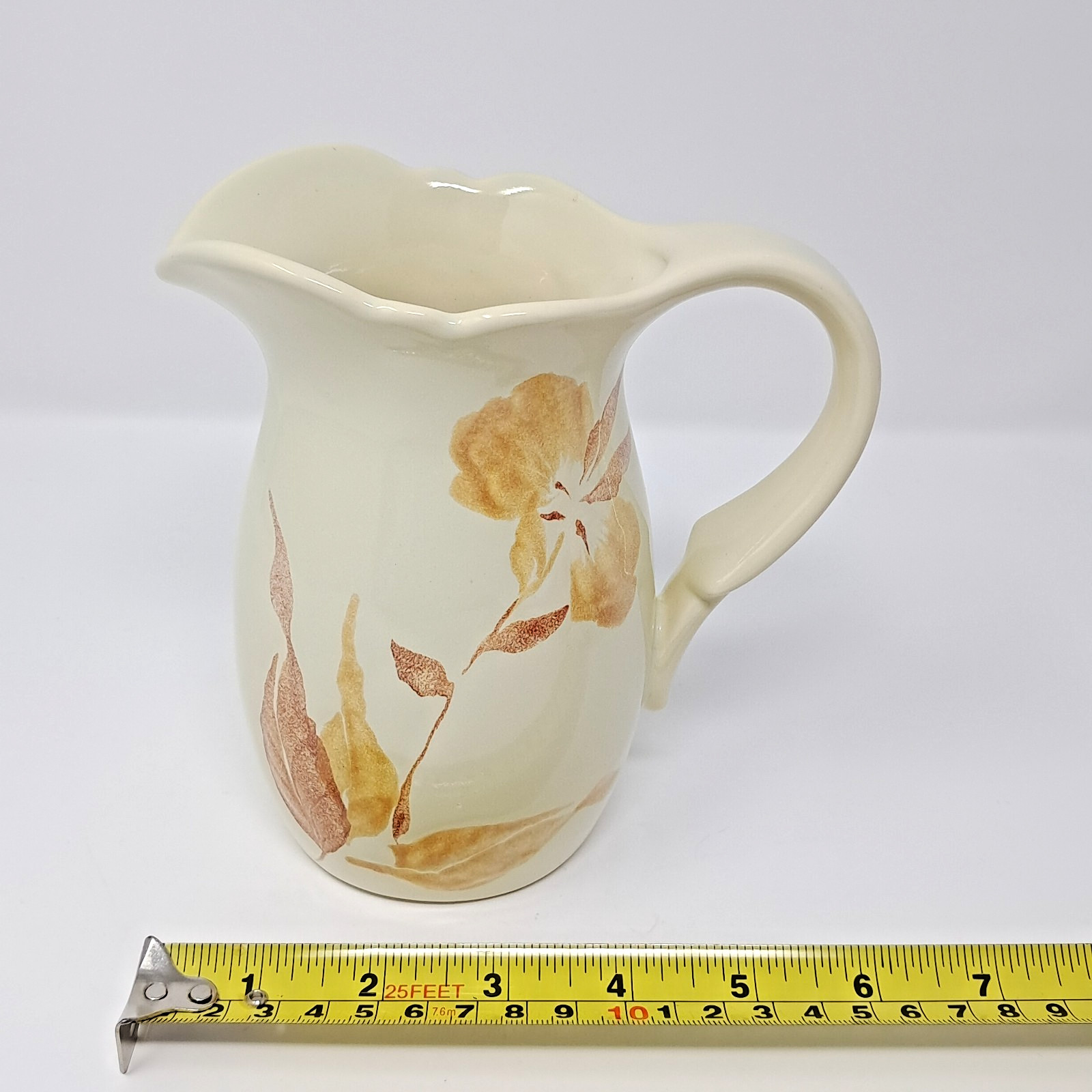 Royal Haeger # 934 Ceramic Pitcher cream colored Fall Floral design vintage