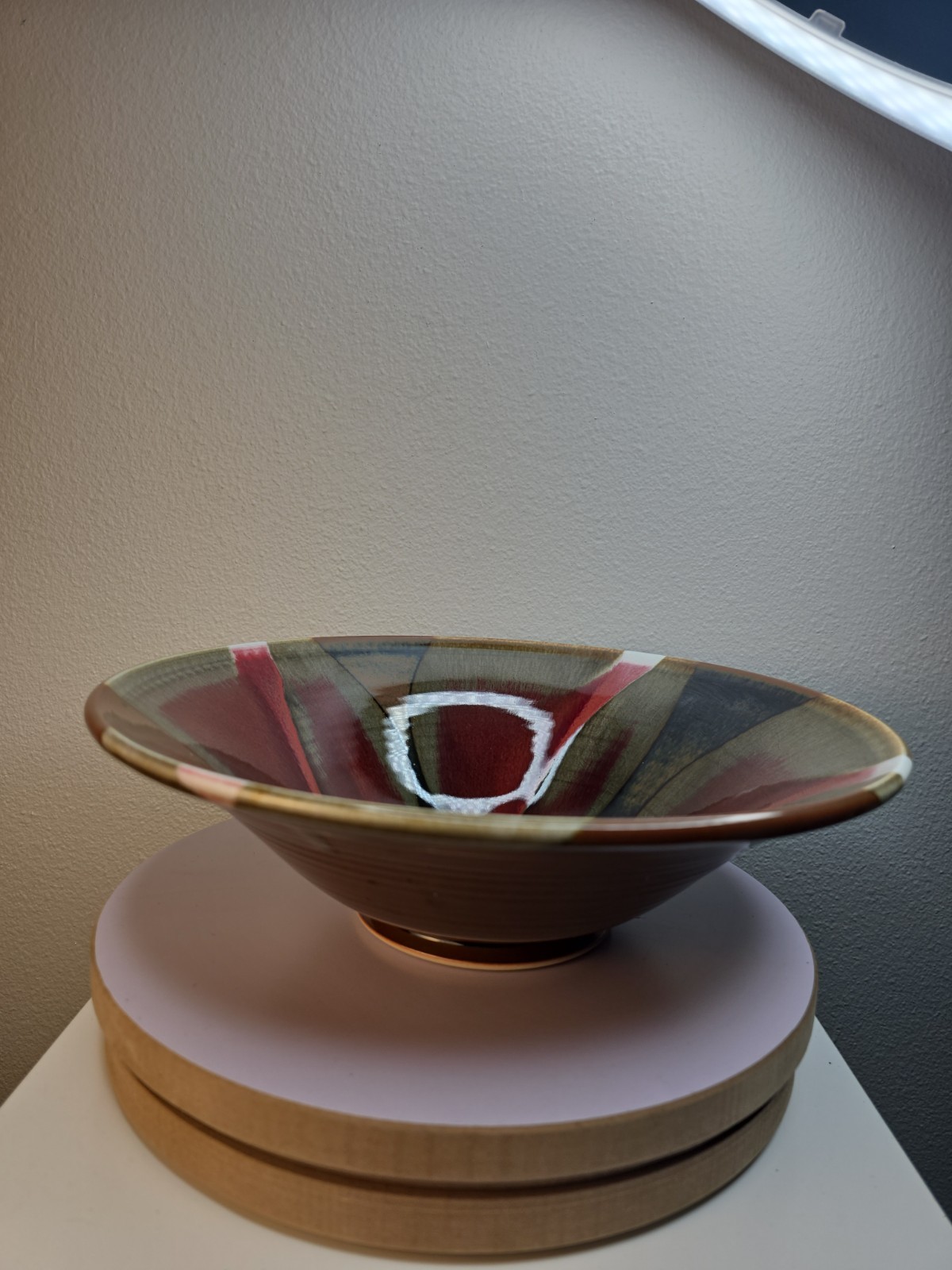 Matthew Patton Ceramic Art Pottery Bowl 13” wide and 3” high