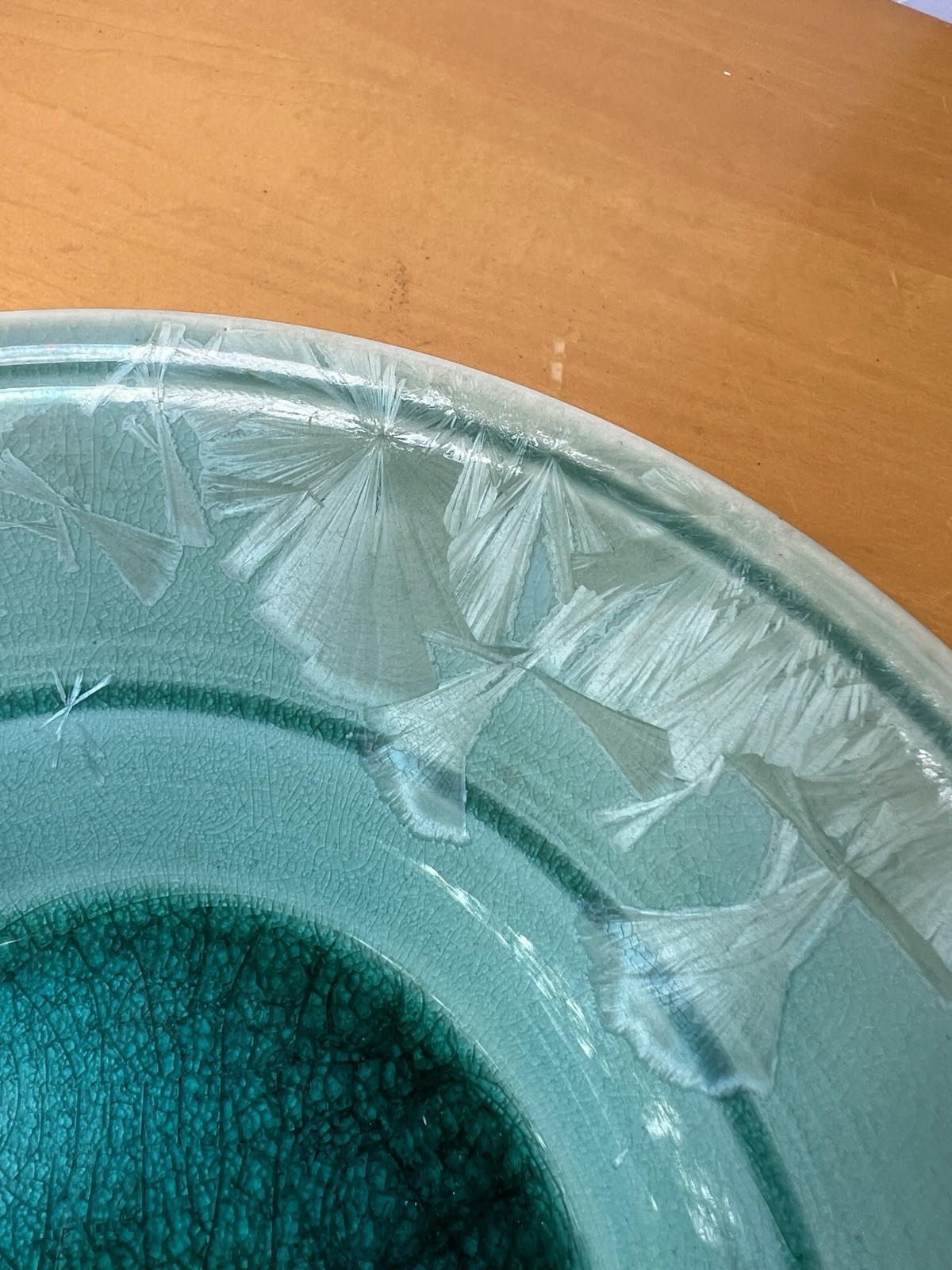 JOE COULTER Art Pottery Stoneware CRYSTALLINE Bowl Turquoise Teal Coastal Beach