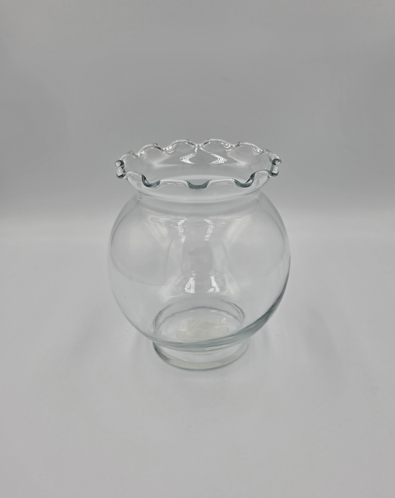 4ct Indiana Glass Co. Bubble Glass Ruffled Top Ivy Bowl Fishbowl Flower Vase 5″